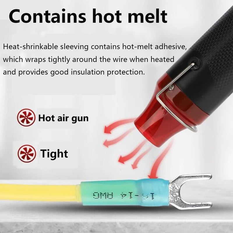 Teansic 100PCS Heat Shrink Fork Connectors 22-16 Gauge,U-Type Spade Wire Connectors Kit,Insulated Waterproof Marine Crimp Terminals for Watercraft, Electronics, Automotive - Image 5